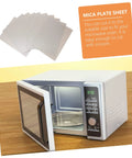 12 Pack Mica Plate Waveguide Covers for Microwave Ovens shown with open microwave and khaki mica sheets.