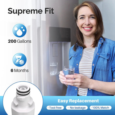 Woman with Top Tier Refrigerator Water Filter Replacement For LG LT1000P And Compatible Kenmore Elite 9980 - 2 Pack