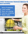Woman loading dishes in dishwasher with 3449627 Dishwasher Dishrack Adjuster and Wheel Assembly, solving common issues.