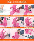 Steps to use the Awesome Vibrant Pink Button Maker Press With Three Size Dies And One Fifty Pcs Badge Supplies.