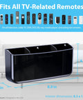 Hole-Free Remote Holder With Adhesive Mount, No Drilling Required, for 3 or 4 remotes, Premium Black, Designed In The USA.