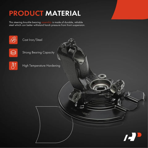 Front Left Steering Knuckle And Wheel Bearing Hub Assembly For Ford Transit Connect 2014-2018 Driver Side, 120.6 Inch Wheelbase, Loaded Knuckle With Dust Shield