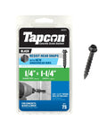 1/4-Inch By 1-1/4-Inch Black Hex Head Concrete Anchors, 75 Pcs, Climaseal Coating, packaging and single screw displayed