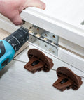Replacement Drawer Slides Kit With Bottom Glides 4 Pack Easy Quick Install Plastic And Metal Dresser Rail Support in use with drill.