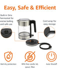 Electric Kettle With Glass Carafe For Tea And Coffee, BPA Free, Fast Boil, Auto Shut Off, Boil Dry Protection, 1.7 Liter, 1500W