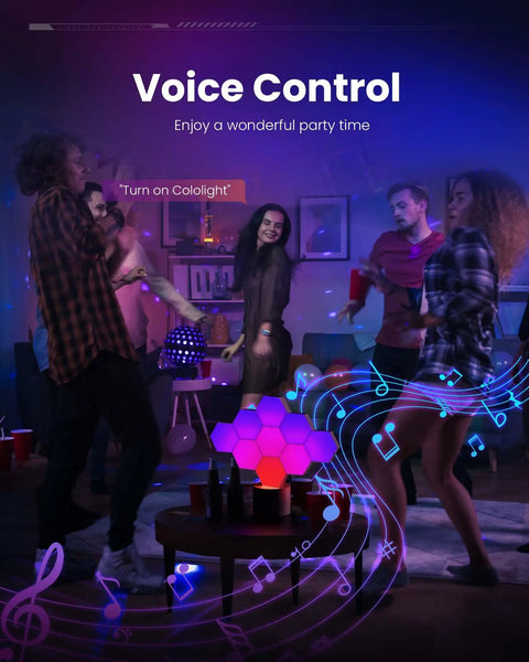 Party with RGB Hexagon Wall Lights For PC Setup USB Powered LED Decor, voice-controlled mood lighting, table placement