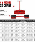 X/Y model size chart for Badass Industrial Machinery Moving Skates Built To Haul Big Loads Smoothly Without Breaking A Sweat Featuring Steel Rollers And Fortified Shafts Up To 48 Ton.