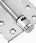 Close-up of Self Closing Door Hinges 4 Inch Aluminum Alloy Spring Loaded Door Hardware Set For Home Use Two Pack