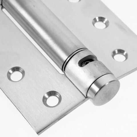 Close-up of Self Closing Door Hinges 4 Inch Aluminum Alloy Spring Loaded Door Hardware Set For Home Use Two Pack