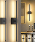 Rock Solid Rechargeable Wall Lights With 10000 Mah Battery Running Thirty To Fifty Hours On Single Charge Twenty Nine Inch Black Frame mounted in a stylish living room.