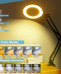 10X Magnifying Glass With Light And Clamp Real Glass Magnifier With LED Desk Lamp 5 Color Modes Stepless Dimmable Handy For Crafts