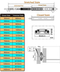Dimensions chart of Lockable Ball Bearing Drawer Slides offering full extension, showing closed and stretched states with measurement details.