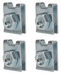Four Piece Badass U Nut Fastener Clips For Car License Plates And Bumpers Built Tough For Any Ride Quick Install Rust Resistant Steel hardware.