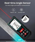Digital Laser Tape Measure With 393ft Range And Upgraded Electronic Angle Sensor, 2mm Accuracy displaying 45-degree angle