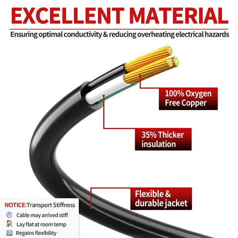 Heavy Duty Outdoor Extension Cord 15 Feet 16 AWG 3 Conductor 13A 125V SJTW Black Waterproof with oxygen-free copper