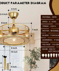 Gold Finish Caged Ceiling Fan With Light Remote Control Fandelier With Reversible Copper Motor 6 Speed Settings 18 Inch diagram