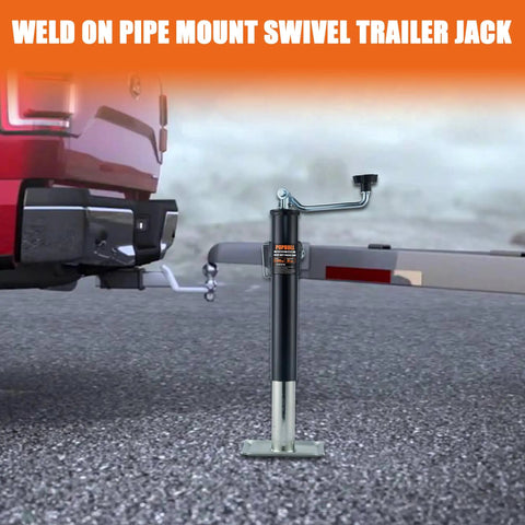 Beefy Heavy Duty 5000 Lb Weld On Pipe Swivel Trailer Jack With Footplate 10 Inch Lift Ideal For RVs Boats And Multi Purpose Camping Trailers For Easy Travel mounted on trailer