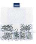 Heavy Duty Zinc Plated Carbon Steel Cotter Pin R Clips Set 300 500 700 Pcs Assortment Kit in transparent storage box