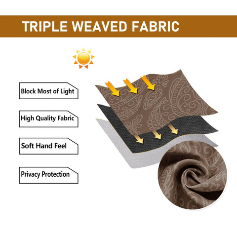 Brown Ombre Curtain Panels Set Of 2 For Small Windows 42W X 63L Each Room Darkening Light Blocking Blockout Thermally Insulated Damask