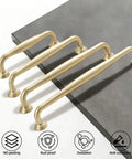 10 Pack Brushed Gold Cabinet Pulls For 5 Inch Center, Boss Style Modern Kitchen Handles And Dresser Hardware