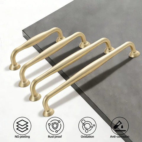 10 Pack Brushed Gold Cabinet Pulls For 5 Inch Center, Boss Style Modern Kitchen Handles And Dresser Hardware
