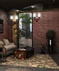 Retro Industrial Wall Lamp Sconce With Two Lights illuminating a stylish living room with vintage decor and exposed brick walls.