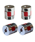 Four-pack 8mm to 10mm bore shaft coupling aluminum alloy pro grade, 25mm diameter, 30mm length for stepper motors and servo motors.