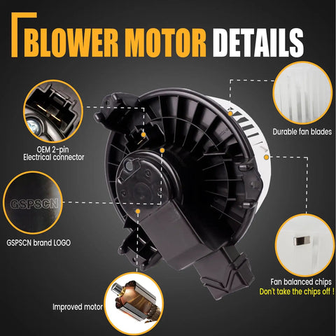 Straight Up Front Hvac Heater Blower Motor For Toyota Corolla Matrix Rav4 700230 showing durable fan blades and 2-pin connector.