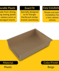 Durable Plastic Drawer Insert For Cabinets And Pantry, 15 Inch Wide By 4 Inch High in beige with easy installation features.