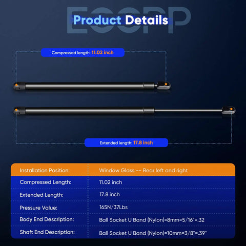 Pair Jeep Liberty Rear Window Lift Supports Struts Shocks Gas Springs For 2002 2003 2004 2005 2006 2007 PM2029 4365 Premium