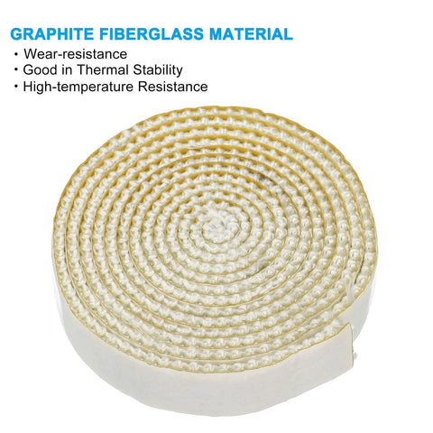 PATIKIL fiberglass wood stove gasket roll, front view, white self-adhesive flat seal rope, 3/4 x 1/8 inch, 73-inch length