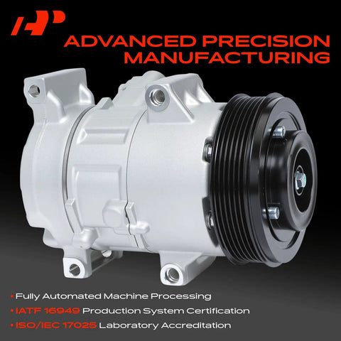 No Stress Bolt Up AC Compressor With Clutch Pre Filled Oil And Six Groove Pulley For Toyota Corolla 2011 To 2013 Matrix 2013 1.8L side view showing quality design
