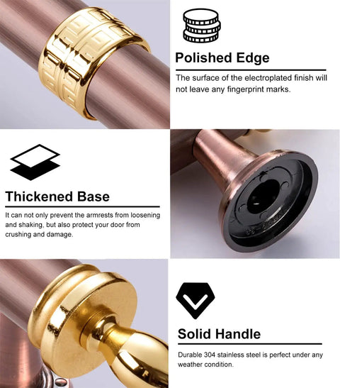 Close-up of heavy duty barn door pull handle with polished edge, thickened base, and solid handle features.