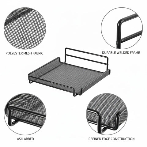 Heavy Duty Black Metal Mesh Wall Mount Bracket For Modems And Network Gear with polyester mesh and welded frame