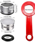 Six Pack Universal Bathroom Sink Faucet Aerator Replacement Set includes chrome brass aerators, M24 gasket, and bonus wrench.