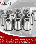 Beefy Pro Grade ER32 Collets Set, Twelve Pieces, One Eighth To Three Quarters Inch Range Visible, CNC Milling and Routing Use