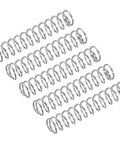 Five 304 stainless steel compression springs, 10 mm outer diameter, 1 mm wire, 50 mm free length, silver-tone