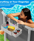 Must-Have Two Pack Poolside Storage Baskets With Cup Holders For Above Ground Pools Beige Fits 3-Inch Top Rails