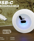 USB-C port on Rechargeable 32.8ft Camping String Light With Lamp Waterproof LED Hanging Light featured with charging indicators