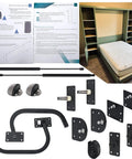 Top Shelf Queen Size Vertical Murphy Bed Kit, assembly instructions, heavy-duty wall mount hardware for compact rooms.