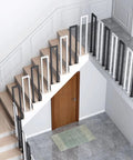 Rock Solid Two Foot White U Shaped Safety Guardrail With Decorative Cover And Non Slip Grip For Indoor Or Outdoor Steps Built Tough Galvanized Steel That Handles Rough Weather Without Skipping A Beat in a staircase setting.