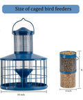 Metal Squirrel-Proof Bird Feeder With 2.8 Lb Seed Capacity, Cage Tube Seed Feeder With Tray, blue 10x12.5 inch design