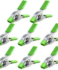 Beefy 6 Inch Clamp Set, 8 Piece Nickel Plated Steel Spring Clamps with 2.5 Inch Jaw Opening shown in array with green handles