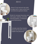 Over The Toilet Storage Shelf Space Saver Tall 37 Inches With Fixed Shelf And Open Grid Design Freestanding Bathroom Organizer For Towels And Toiletries White.