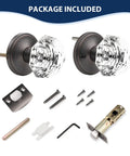 Crystal Glass Door Knob Set 2 Pack In Oil Rubbed Bronze Finish Slick Passage Style Zinc Alloy Rosettes Adjustable Latch