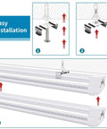 Installation guide for 8Ft LED Shop Light Fixture With V Shaped 5Ft Tubes 48W Cold White 6000K T8 Integrated Bulbs For Garage And Warehouse Plug And Play Linkable Energy Saving 25 Pack