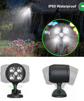 Motion Sensor Outdoor Lights Battery Powered 600LM Security Spotlight For Outside, 6000K Ultra Bright LED Wall Light With 4x3W LEDs, Great For Stairs Garage And Backyard, Black 2 Pack showing front and side view with IP65 label.