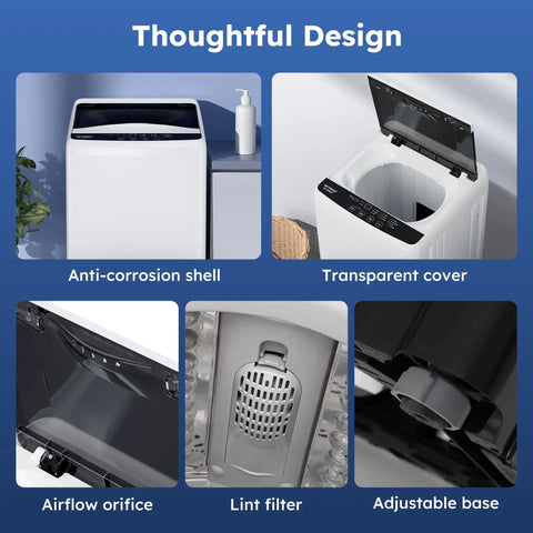 Compact Portable Washing Machine Offering Ten Automatic Wash Settings And 360 Splash Clean Power Built Right Into Small Spaces with anti-corrosion shell.