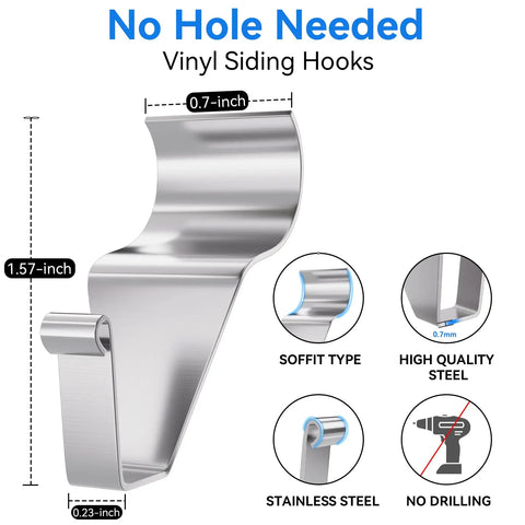 Heavy Duty Vinyl Siding Hooks 10 Pack Hella Strong 304 Stainless Steel Patio Decor Hangers For Wreaths And Outdoor Signs No Sweat No Hole Porch Setup Complete Set Easy Grip