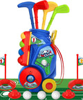 Toddler Golf Set With Easy Carry Cart, 4 Clubs, 8 Balls, Flags, Holes And Mat Indoor And Outdoor Mini Golf Kit For Boys And Girls Ages 3 To 5